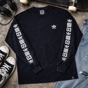 Vintage Y2K Adidas Skateboarding Long Sleeve Shirt Sz L Graphic Streetwear